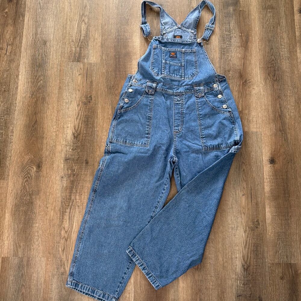 Vtg Deadstock Route 66 Women’s Sz L Denim Overalls Baggy Carpenter Skater 90s